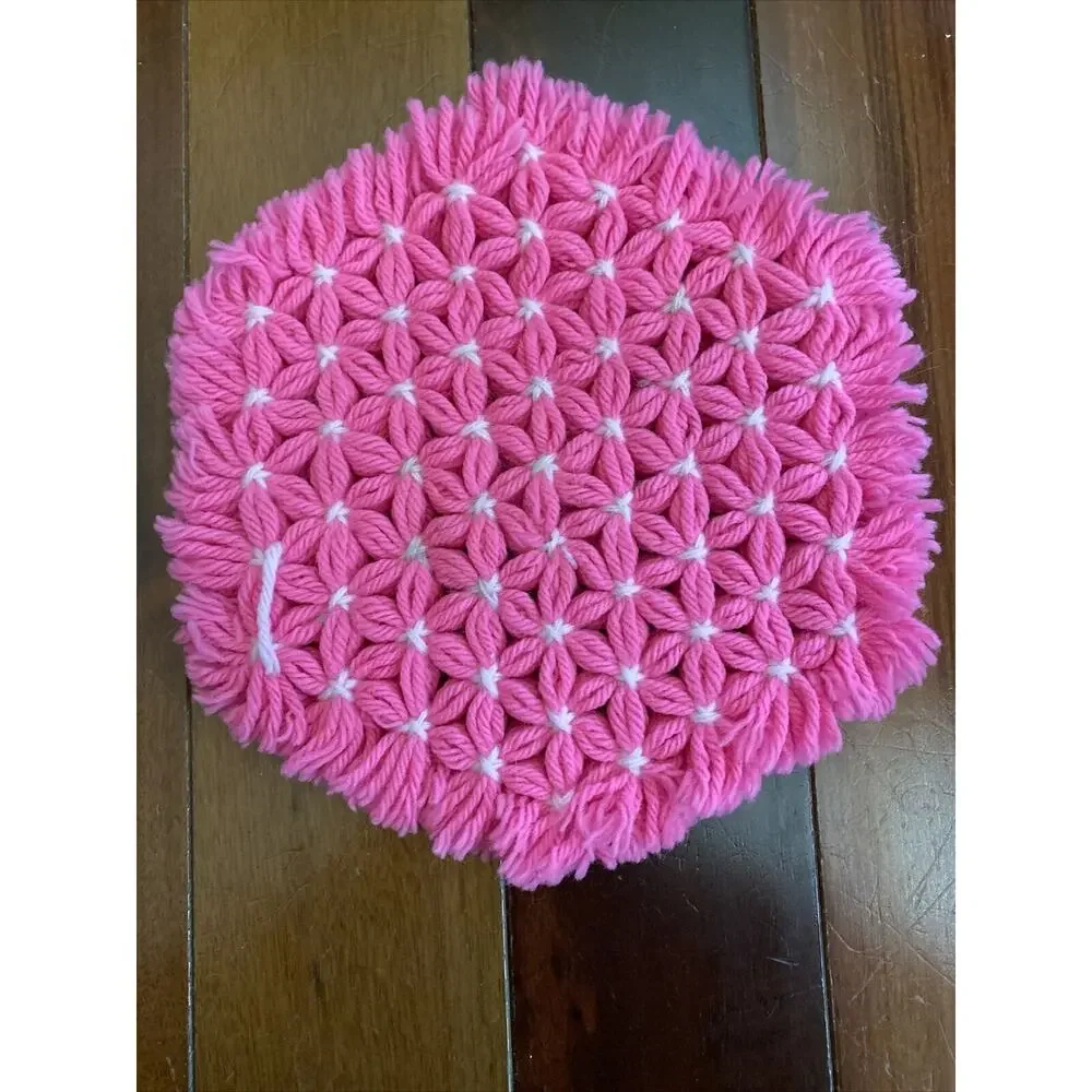 Vintage Crochet Potholders/‎ Hot Pads + crochet bottle dress (?).
